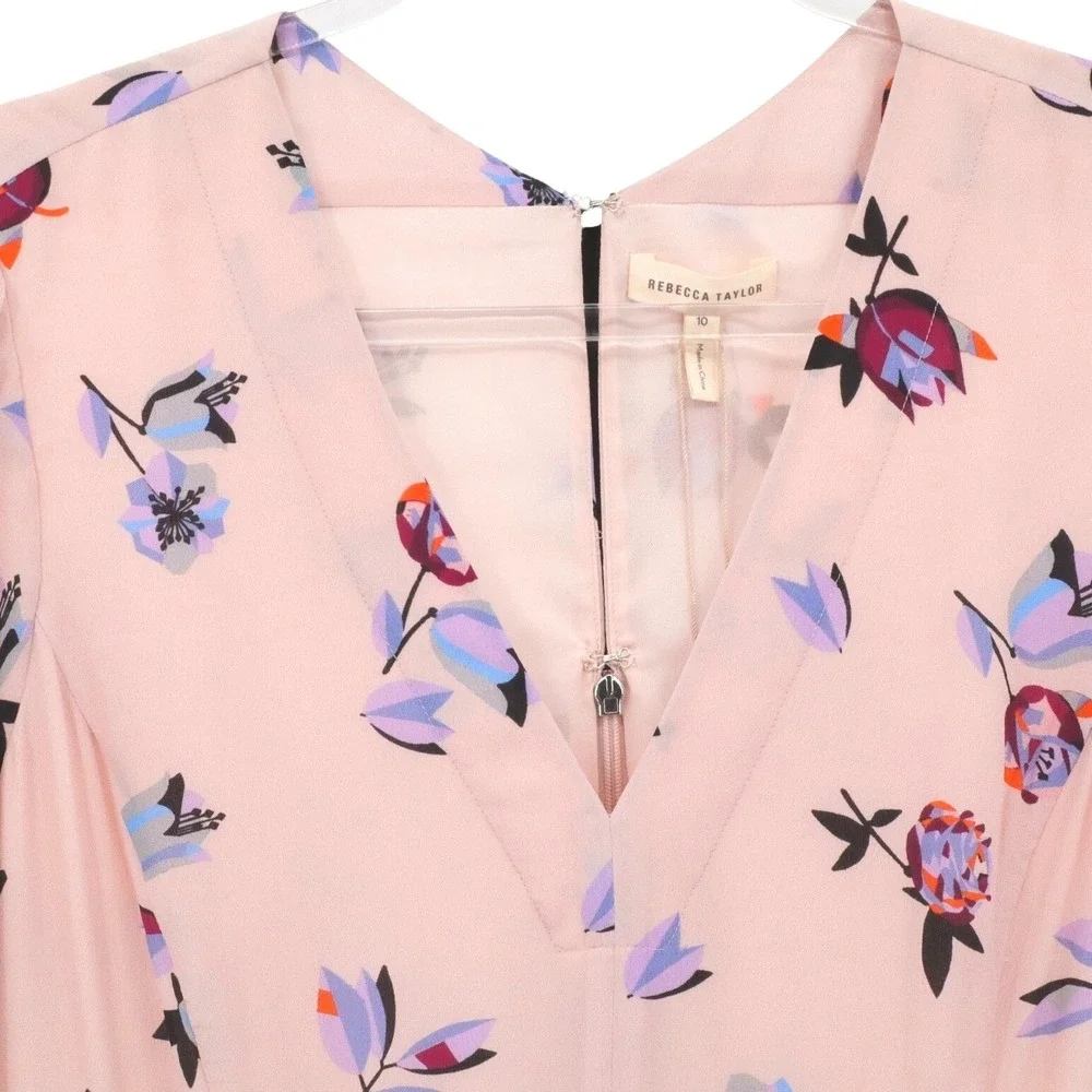 NWT‎ Rebecca Taylor Bellflower Floral Silk Dress Pink Size 10 Wedding Guest